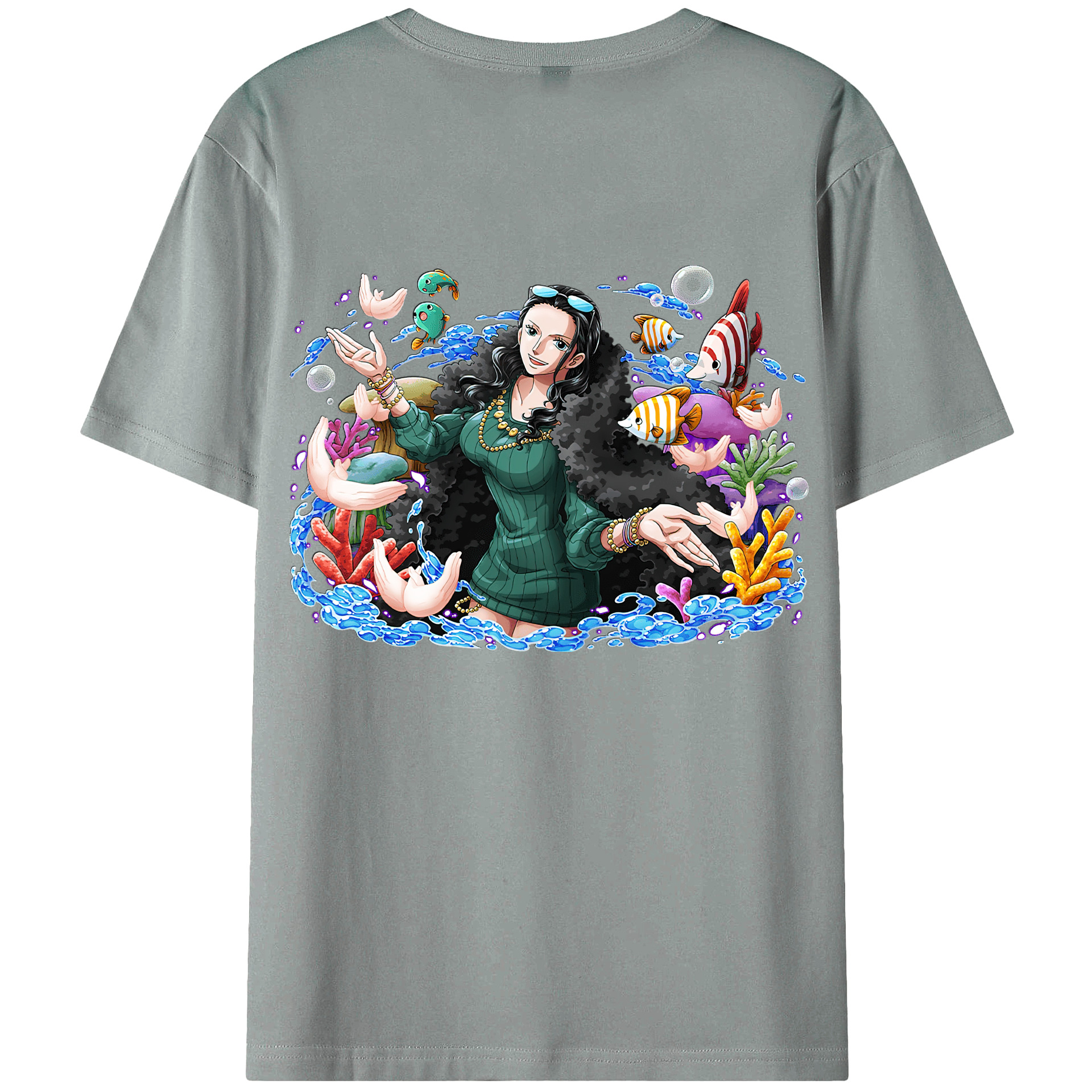 ワンピース ニコ・ロビン ONE PIECE Nico Robin 綿100％ メンズ半袖Tシャツ（バックプリント） 通気性